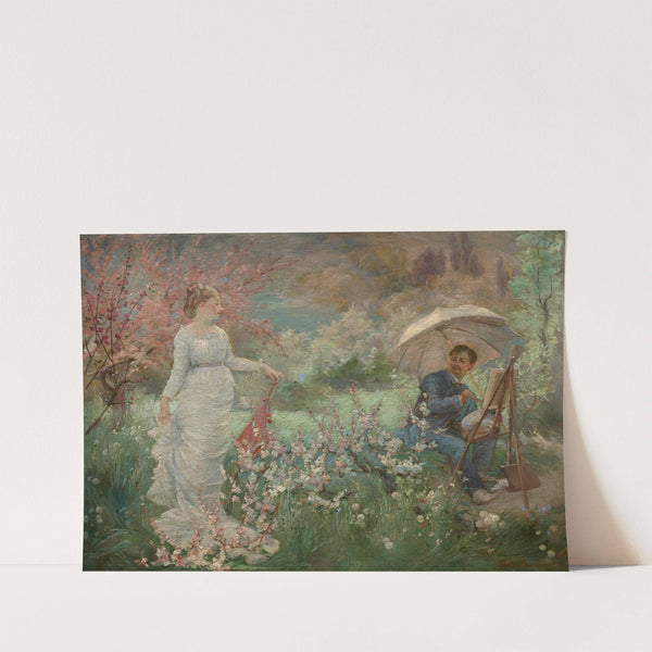 The painter and his model in a garden (1880) by Marie Bracquemond