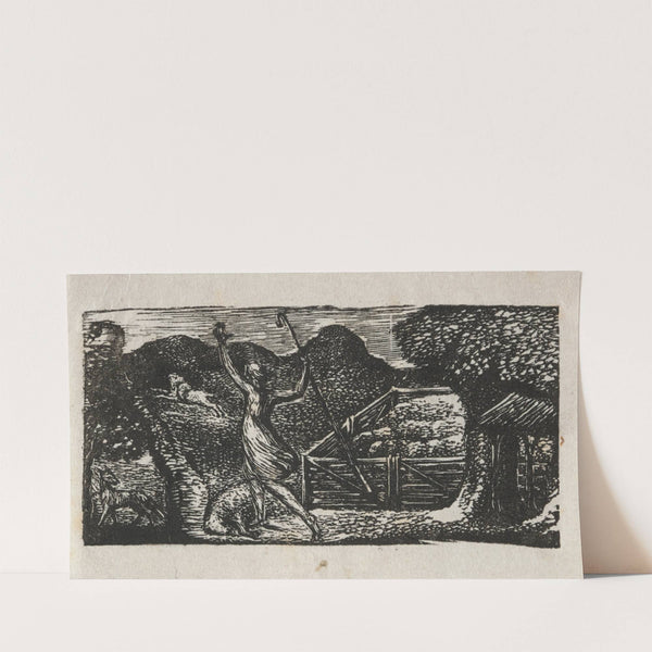 The Pastorals of Virgil, Eclogue I; The Shepherd Chases away a Wolf (1821) by William Blake