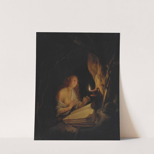 The Penitent Magdalene By Candlelight by Gerrit Dou