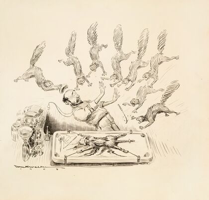 The Perils of vivisection. A doctor who forgot that the cat has nine lives (1909) — size preview