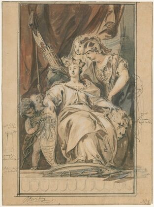 The personification of the city of Amsterdam enthroned