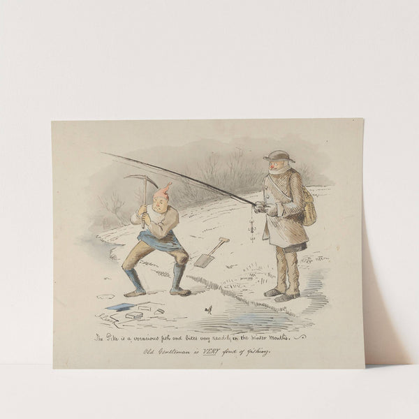 The Pike is a voracious fish and bites readily in the Winter months–Old Gentleman is VERY fond of fishing by John Leech