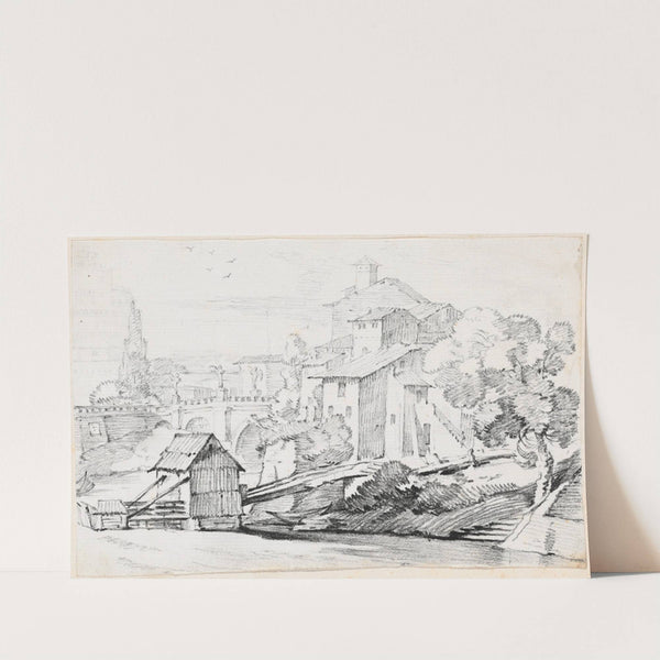 The Ponte Sant'Angelo and Houses on the East Bank of the Tiber by Joseph-Marie Vien