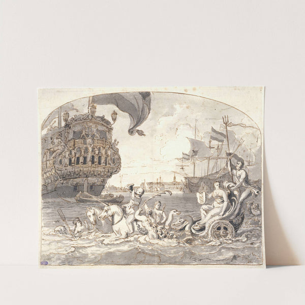 The port of Amsterdam, allegorical subject by Ludolf Backhuysen