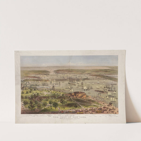 The Port of New York; birds eye view from the battery, looking South (1872) by Currier & Ives.
