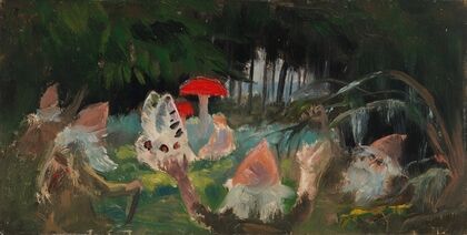 The Princess and a Butterfly Underneath a Fly Agaric, sketch for the painitng Farity Tale Princess (1895 - 1896) — size preview