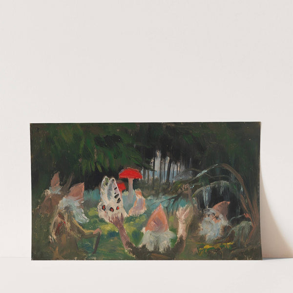 The Princess and a Butterfly Underneath a Fly Agaric, sketch for the painitng Farity Tale Princess (1895 - 1896) by Torsten Wasastjerna