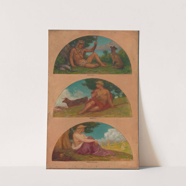 The Progress of Civilization; Hunting, Herding, Agriculture (mural study, State Capitol, Des Moines, Iowa) (1905-1906) by Kenyon Cox