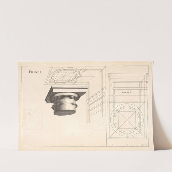 The projection of a Dorick capital, in perspective. by Andrea Pozzo