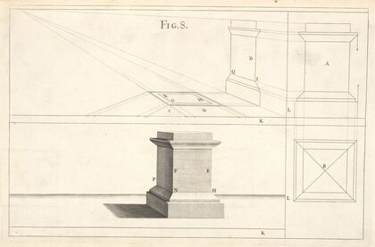 The projection of a pedestal in perspective.