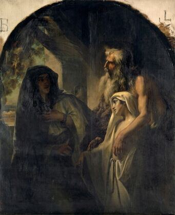 The Prophet Elijah Guiding the Widow of Zarpath Toward Her Son Awakened from Death (1. Kings 17,10–24) (1852)