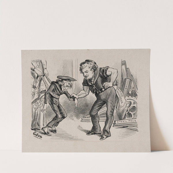 The Protected and the Unprotected. A lesson for Protectionists. (1882) by Bernard Gillam