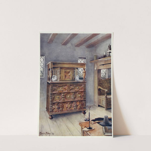 The Putnam cupboard of English oak and cedar, Carved settle of American Oak by Edwin Foley
