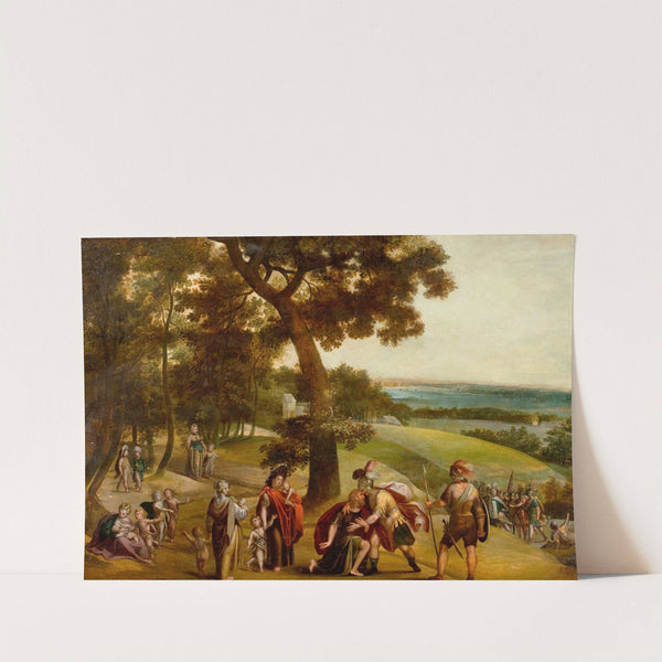 The Reconciliation of Jacob and Esau in and Extensive Wooded Landscape by School of Anton Mirou