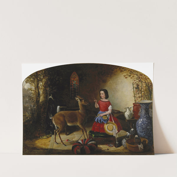 The Reprimand. Ah! You Naughty Fawn, You Have Been Eating the Flowers Again. by Arthur Fitzwilliam Tait