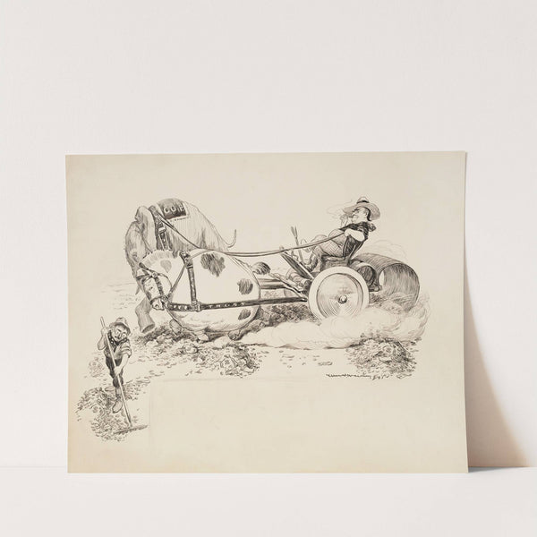 The Republican Party elephant and a fat horse representing the Trusts are hitched together on a plow that is harvesting money. (1901) by William Henry Walker