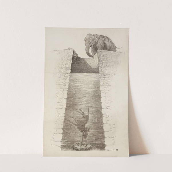 The Republican Party elephant drops the Democratic Party donkey down a well with a rock tied to his neck (1900) by William Henry Walker