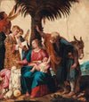 The Rest during the flight into Egypt, with a Deacon and three Angels