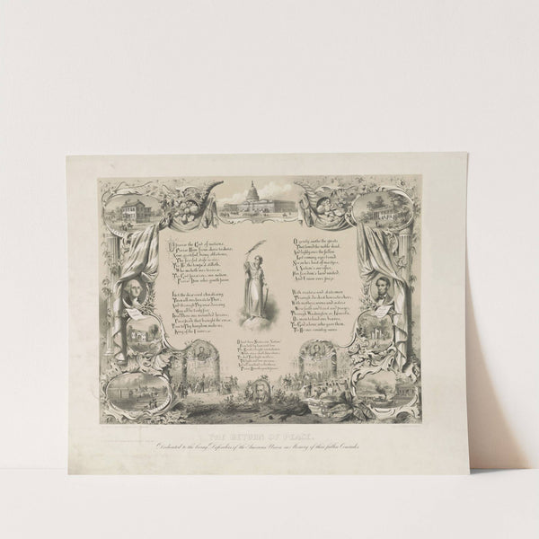 The return of peace – dedicated to the living defenders of the American union in memory of their fallen comrades by John H. Bufford'''s & Sons