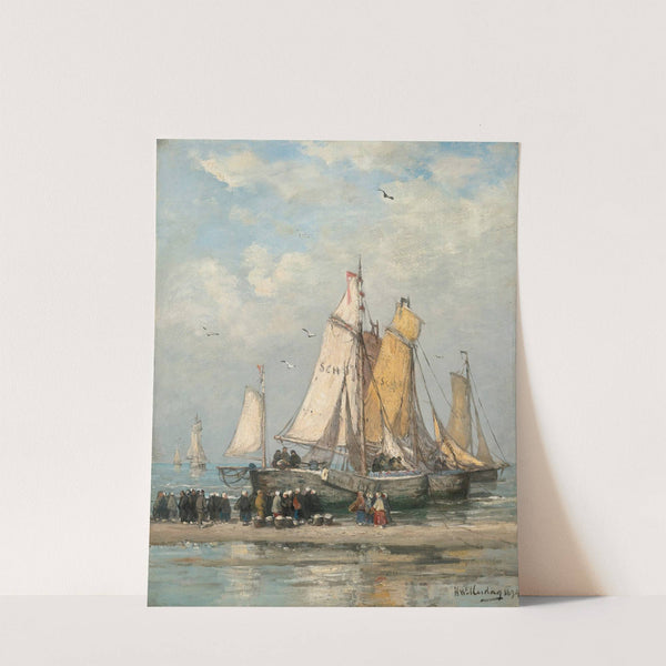 The Return Of The Fishing Fleet On Scheveningen Beach by Hendrik Willem Mesdag