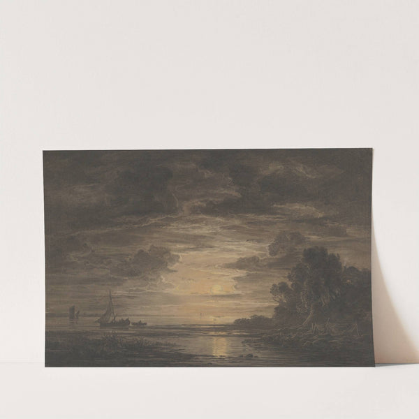 The River Elbe Downstream of Hamburg by Moonlight by Christian Ernst Morgenstern