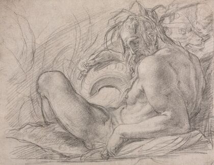 The River God Tiber (Study for a fresco, Miracle of the Snow, or the Foundation of Santa Maria Maggiore, Rome in the Canigiani chapel of S. Felicita, Florence)
