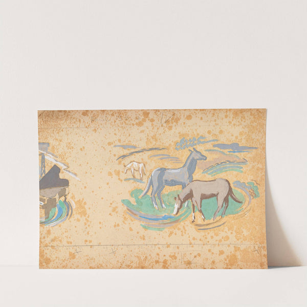 The River Shannon Development and Horses Grazing by Mainie Jellett