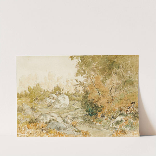 The road to Paris in Fontainebleau forest by Théodore Rousseau