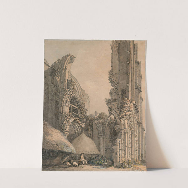 The Ruins of Malmesbury Abbey, Somerset, from the West Front (ill. for 'The Antiquities of Great Britan' 1807) by Thomas Hearne