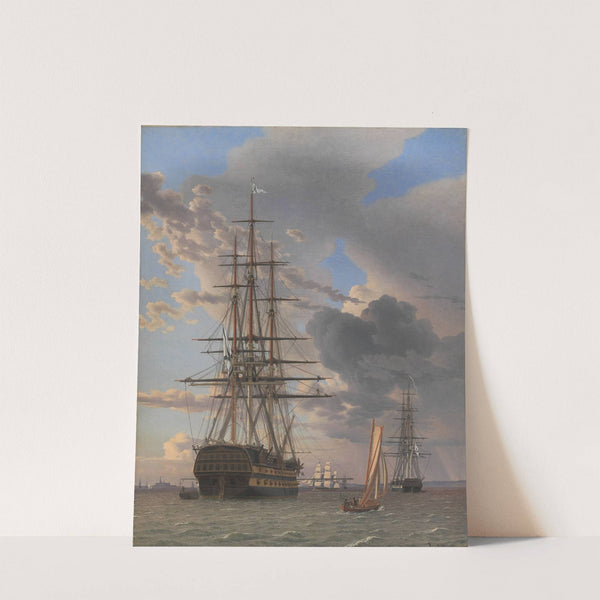 The Russian Ship of the Line ‘Asow’ and a Frigate at Anchor near Elsinore (1828) by Christoffer Wilhelm Eckersberg