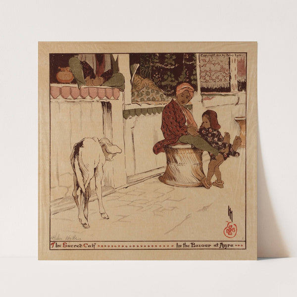 The Sacred Calf in the Bazaar at Agra (1910) by Helen Hyde