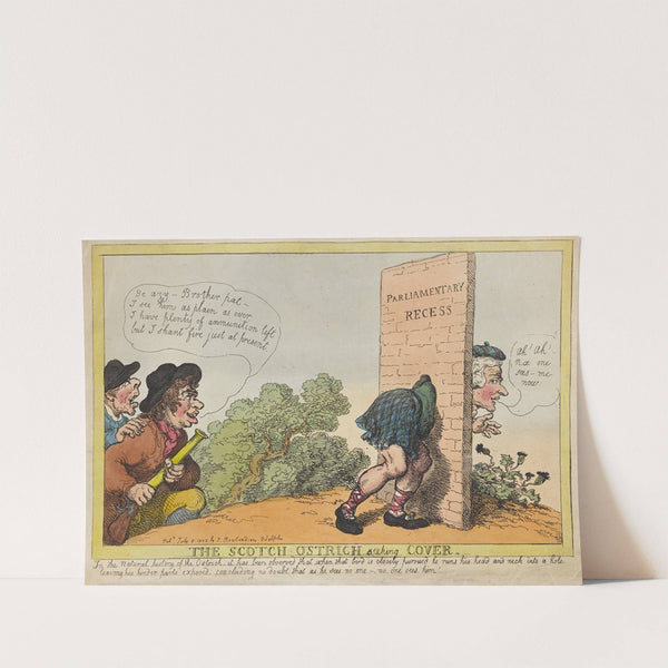 The Scotch ostrich seeking cover (1805) by Thomas Rowlandson