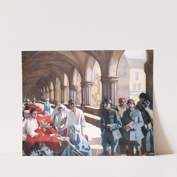 The Scottish Women's Hospital, In The Cloister of the Abbaye at Royaumont. Dr. Frances Ivens inspec... by Norah Neilson Gray