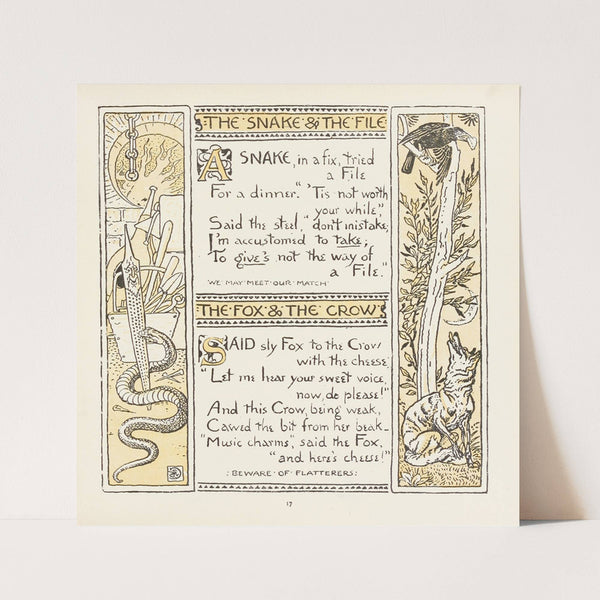 The Snake and the File, The Fox and the Crow (1908) by Walter Crane