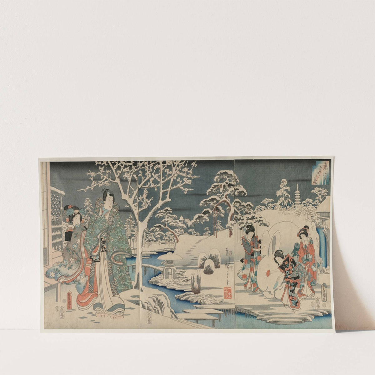 The Snowy Garden (1854) by Utagawa Kunisada (Toyokuni III)