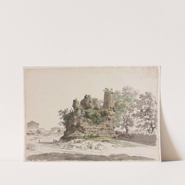 The So-Called Sepulcher of the Curiatii Brothers at Albano, with the Church of the Madonna della Stella in the distance at left (c 1770) by Carlo Labruzzi