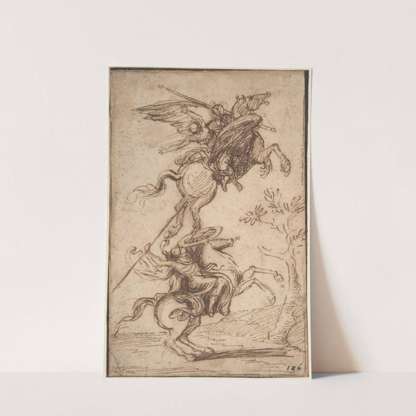 The Sorcerer Atlante Abducting Pinabello's Lady (Ariosto, Orlando Furioso, canto II, 38) by Nicolas Poussin