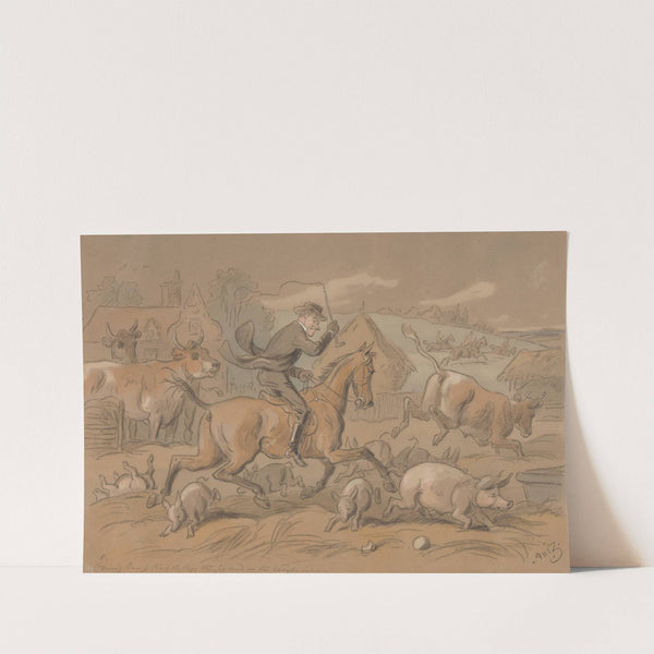 The Sporting Parson; 'D-n - I Mean Conf-d That is 'Bless the Pigs! They're Mad - The Devil's in 'em' by Hablot Knight Browne