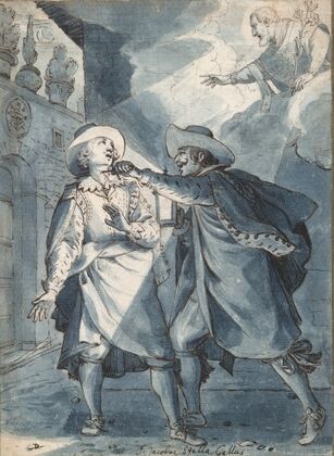 The stabbing of Paolo de Bernardis, preparatory study for an engraving by Christian Sas