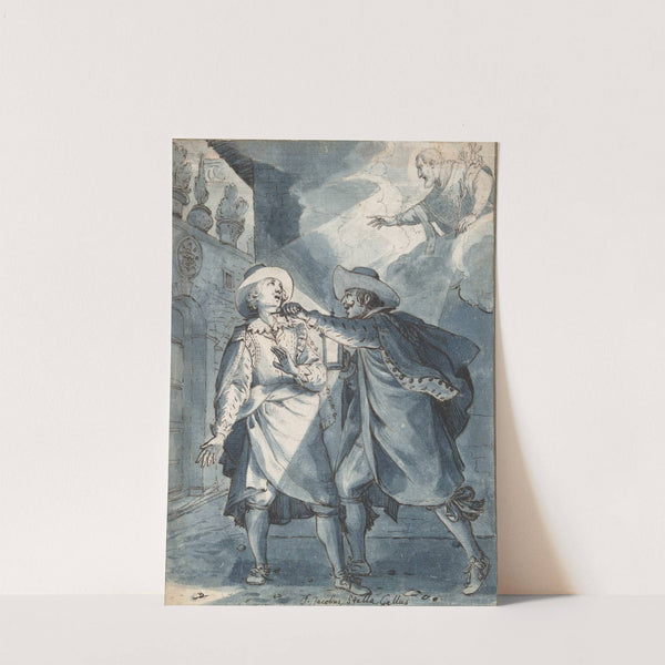 The stabbing of Paolo de Bernardis, preparatory study for an engraving by Christian Sas by Jacques Stella