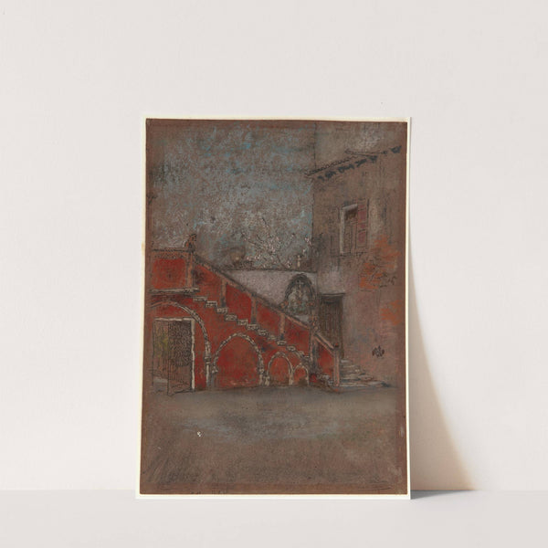 The Staircase; Note in Red (1880) by James Abbott McNeill Whistler