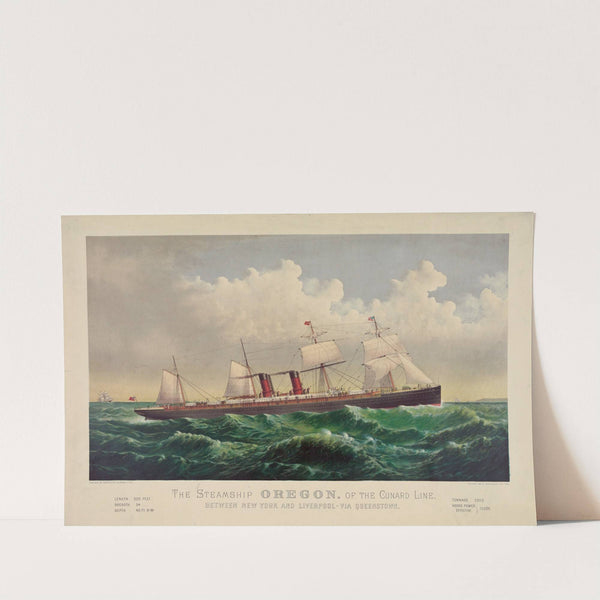 The Steamship Oregon, of the Cunard Line, between New York and Liverpool via Queenstown (1884) by Currier & Ives.