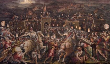 The storming of the fortress near Porta Camollia in Siena