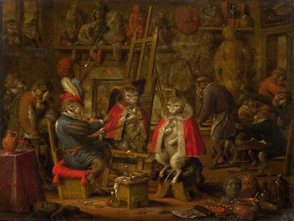The studio of the monkey painter (1690s)