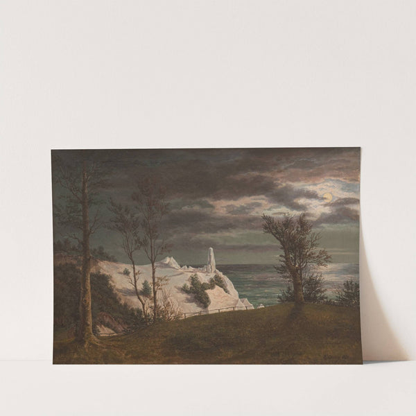 The 'Summer Spire' on the Chalk Cliffs of the Island Møn. Moonlight by Frederik Sødring