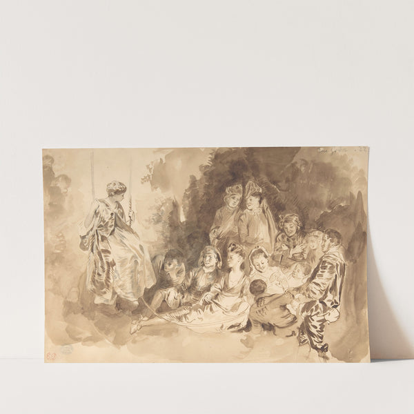 ‘The Swing,’ after Antoine Watteau (Les Agréements de l’été) (1798–1863) by Eugène Delacroix