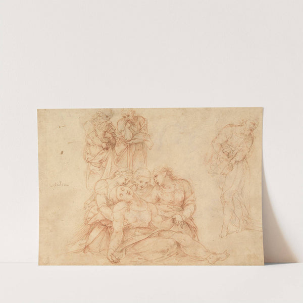 The Swooning Virgin Supported by Three Holy Women and Three Studies of Men by Cesare da Sesto