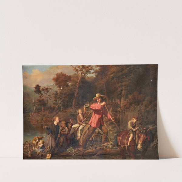 The Sywatter Family Fording a River (1855) by Karl Wilhelm Friedrich Bauerle