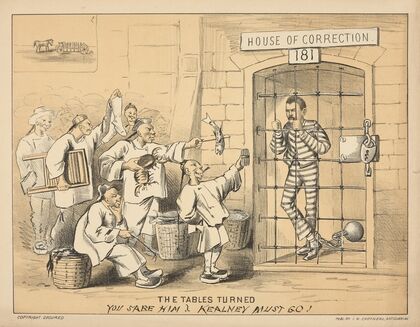 The tables turned. You sabe him, Kealney must go! (1877)
