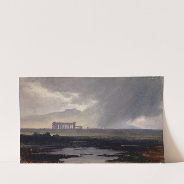 The Temples At Paestum In The Rain (1839 Or 1842) by Johann Jakob Frey